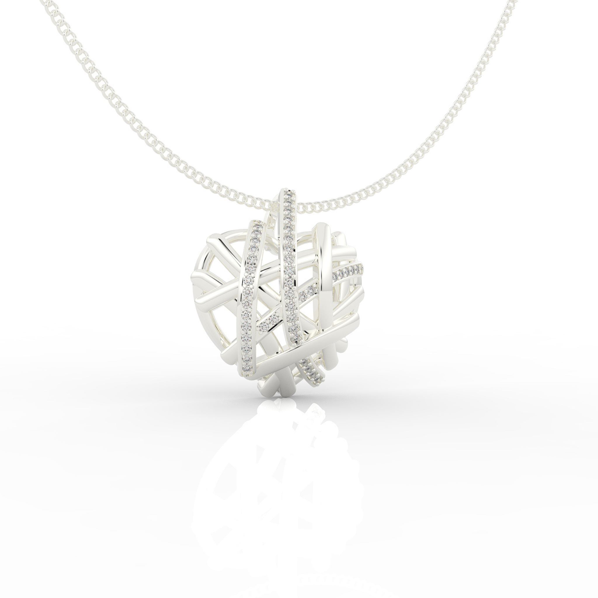 Wired Heart Shaped Pendant- Hallmarked 925 Sterling Silver
